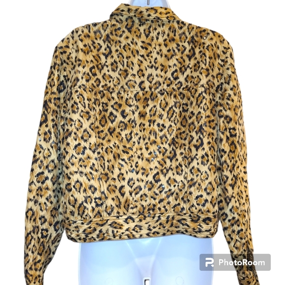 Animal Print Cheetah Button up Oversized Shacket Top 100%Silk - Picture 4 of 6